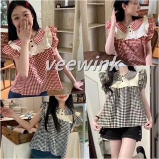 Veewink พร้อมส่งจากกทม เสื้อแขนปีกสไตล์ฝรั่งเศส สีมินท์หวานแ…