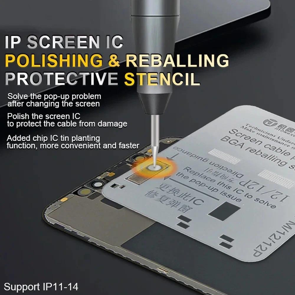JTX หน้าจอ IC ปลูกดีบุกลายฉลุสําหรับ iP11/12/13/14/15/16 Pro Max ขัด Reballing/ป้องกันลายฉลุสุทธิหน้าจอ LCD สาย IC