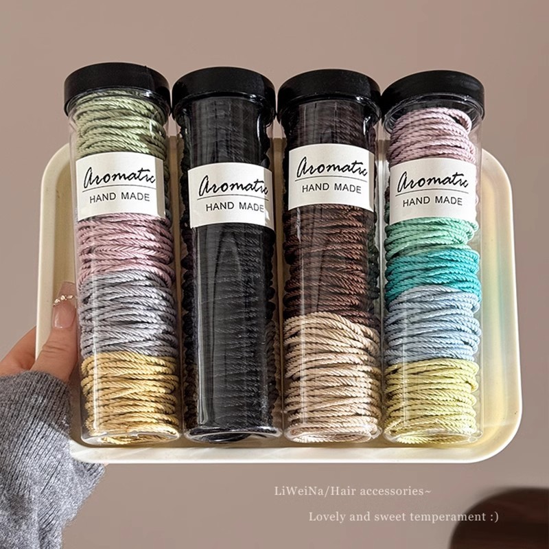 เชือกผมกระป๋องสำหรับผู้หญิง ใช้ได้กับหางม้าสูง ยืดหยุ่นและทนทาน 100 ชิ้น - รูปที่ 4