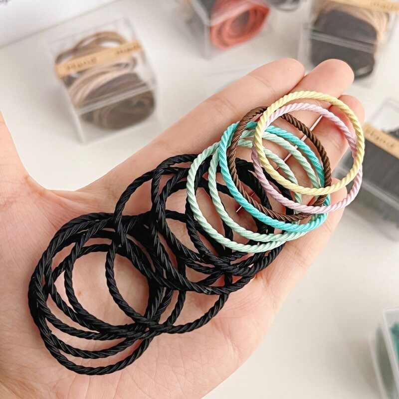 เชือกผมกระป๋องสำหรับผู้หญิง ใช้ได้กับหางม้าสูง ยืดหยุ่นและทนทาน 100 ชิ้น - รูปที่ 7