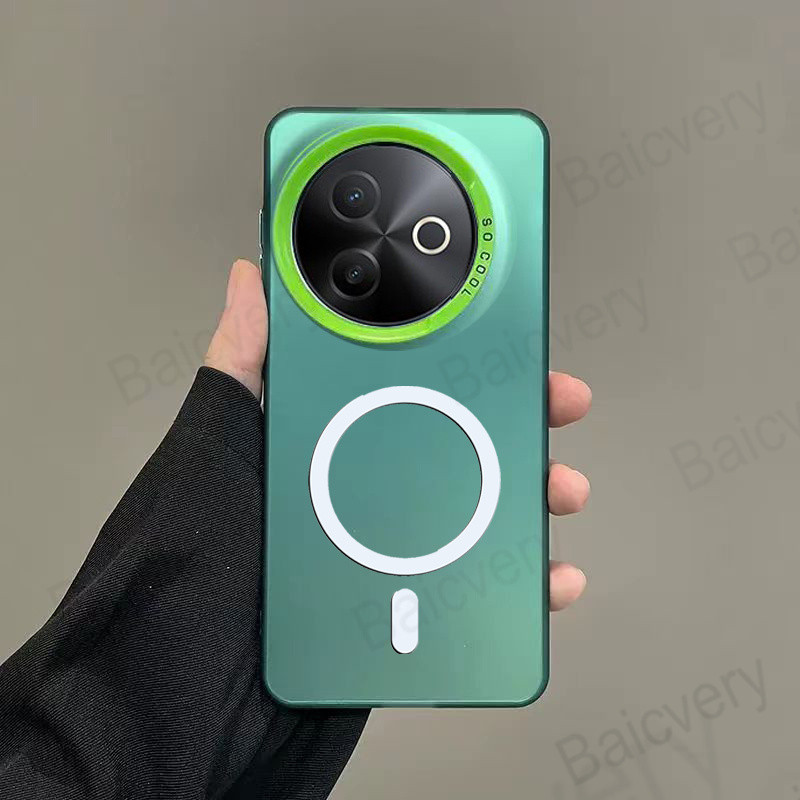 สําหรับ VIVO Y39 5G V2436 ฝาครอบ Frosted Matte สีสันสดใสพร้อมสติกเกอร์แม่เหล็ก