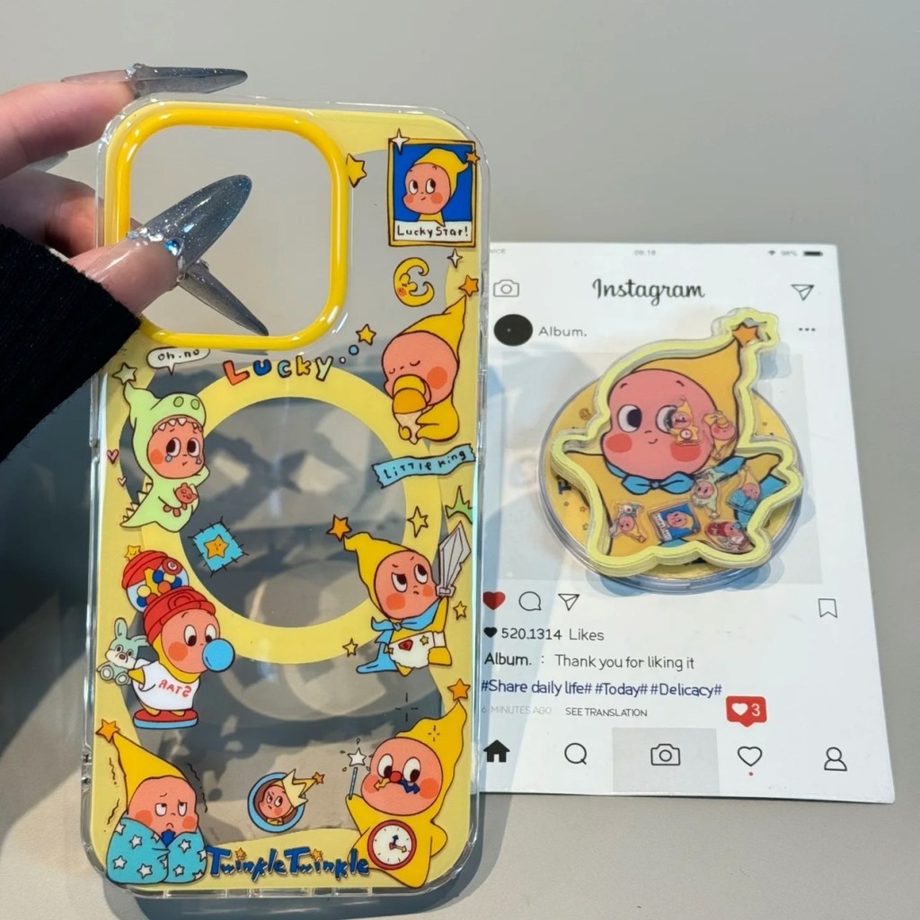 Starman Shaking Music Magnetic Bracket เคสโทรศัพท์เหมาะสําหรับ iPhone11/12/13/14/15/16 12Promax 11Pr