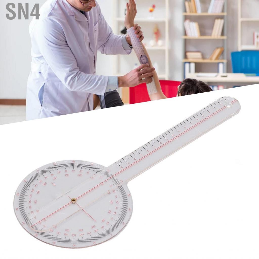 SN4 การบำบัดทางกายภาพมุมไม้โปรแทรกเตอร์ง่ายต่อการวัดศัลยกรรมกระดูกใช้ goniometer 0 ° -360 ° PVC ที่ถ