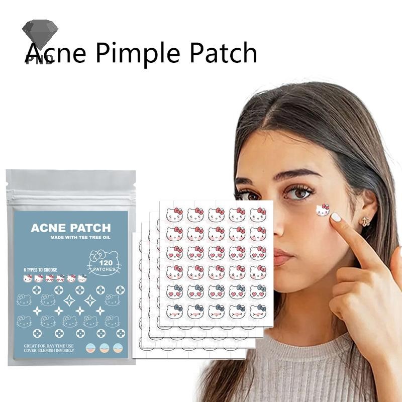 PND 120 ชิ้น/เซ็ต Hello Kitty Pimple Patch สิวที่มีสีสันที่มองไม่เห็น Skin Care สติกเกอร์คอนซีลเลอร์