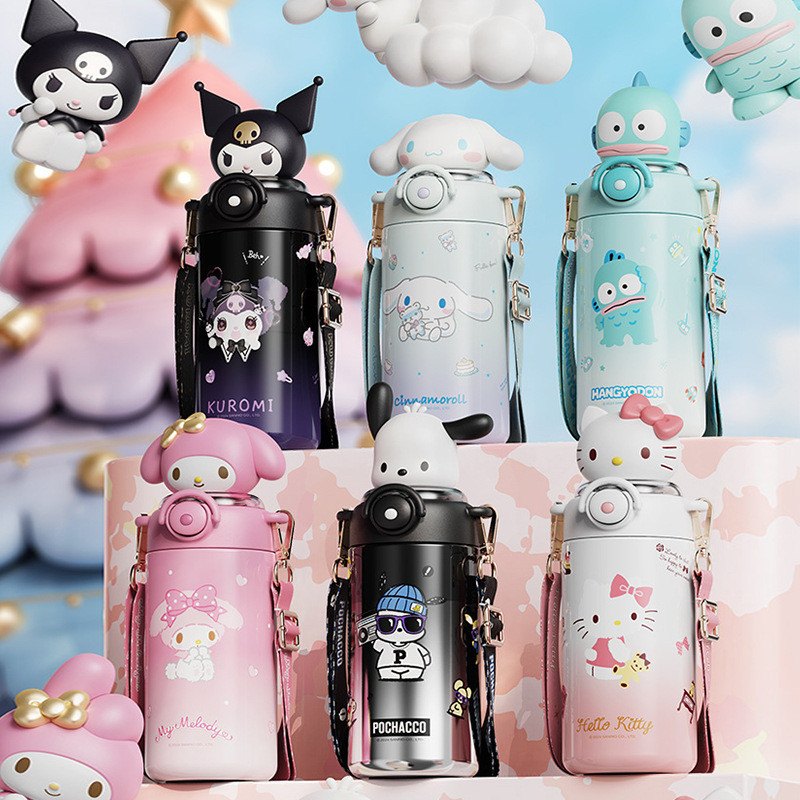 SANRIO ซานริโอ แสงอาทิตย์ ขวดน้ําสแตนเลส 316 ฉนวนกันความเย็น พร้อมหลอดดูด สําหรับนักเรียน