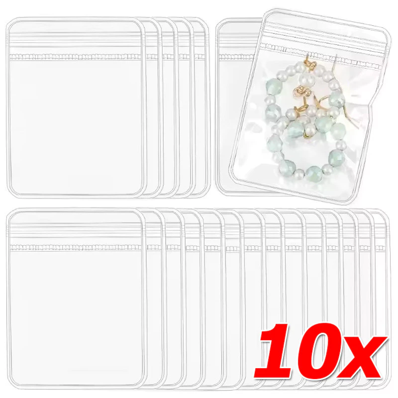 10 ชิ้นขนาดเล็ก PVC ใสกระเป๋าเก็บเครื่องประดับ/สร้อยคอแหวนต่างหู Self Seal กระเป๋า Organizer