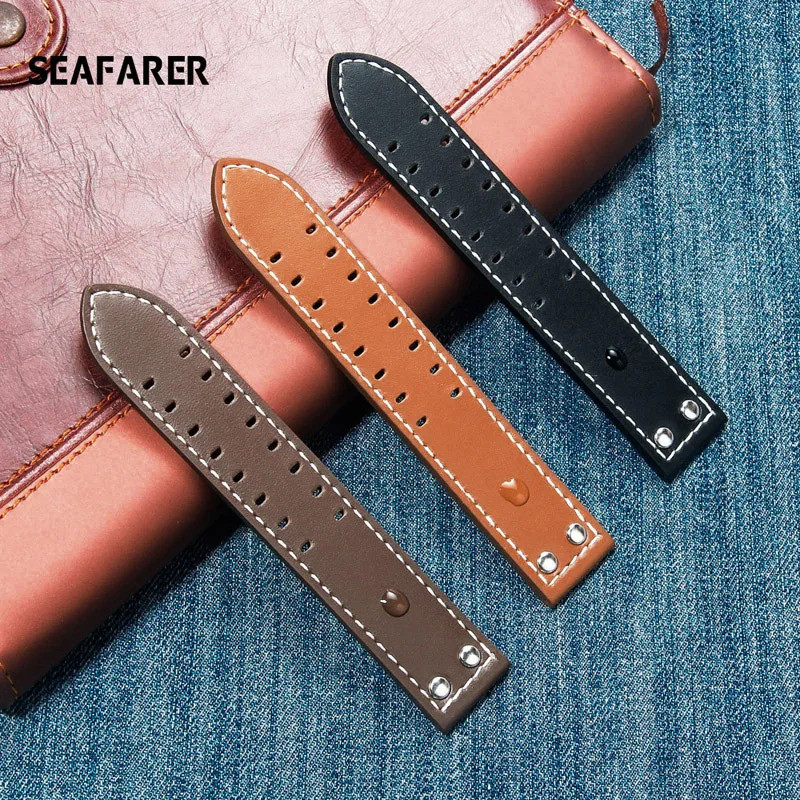 20 22 มม.สายนาฬิกาหนังแท้สําหรับ Hamilton Khaki Aviation Field Navy H70595593 ชม.77616533 สายนาฬิกาข