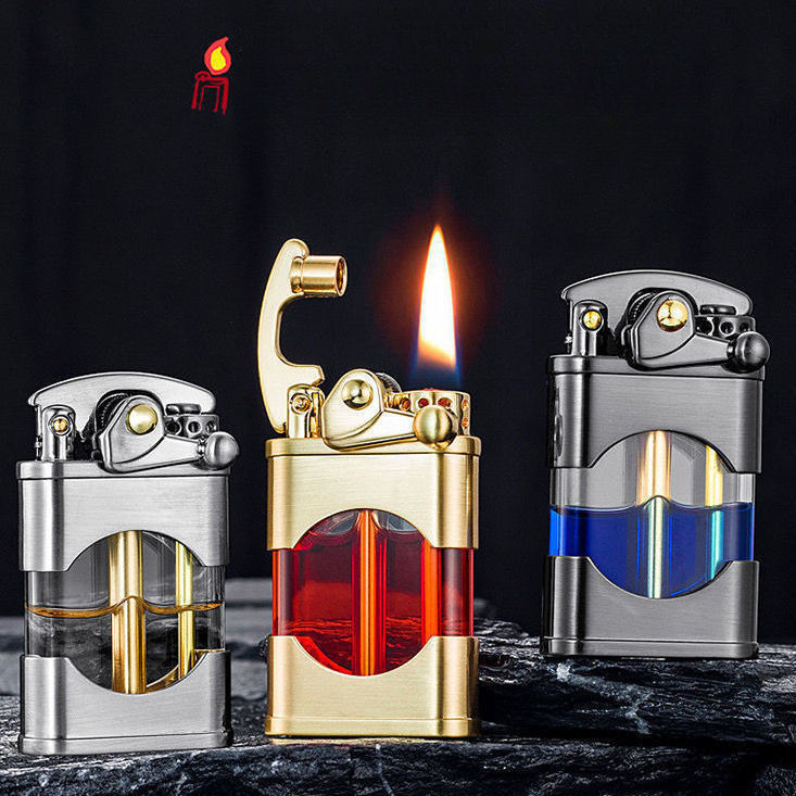 [Lighter](ราคาต่ำสุด)หรูหราใหม่Zorroน้ำมันก๊าดเบาถังน้ำมันใสสร้างสรรค์แขนโยกล้อเจียรแบบเก่าบุคลิกภาพแบบพกพา