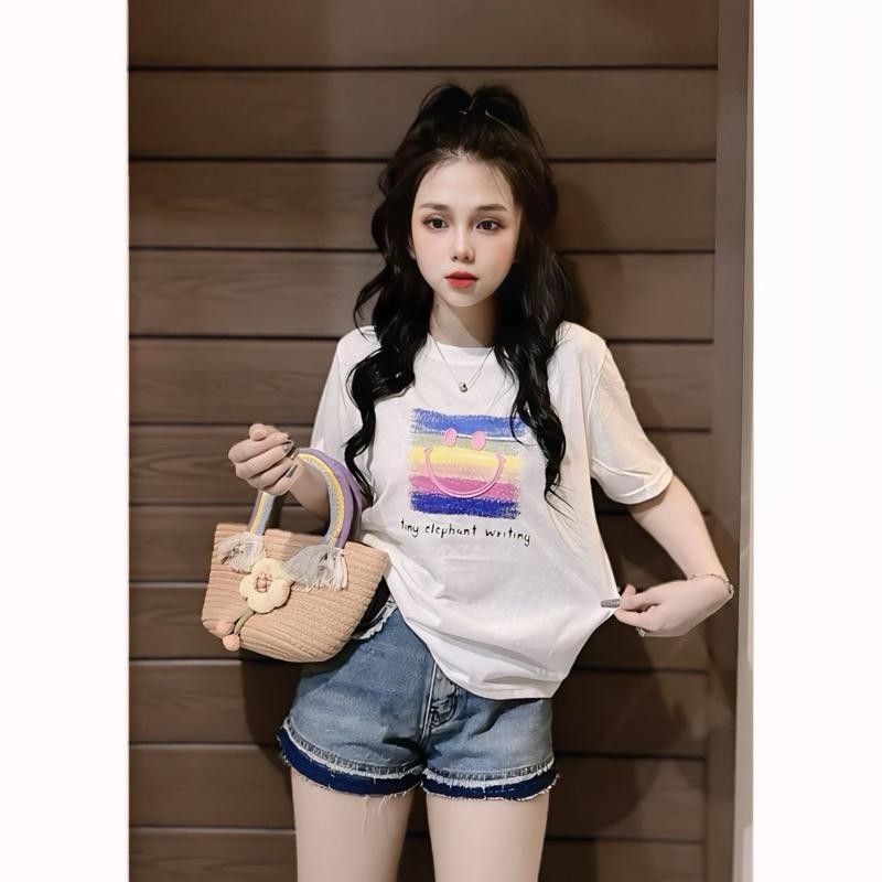 นางสาวเสื้อยืด  ทรง phom  เสื้อยืด สั้น พิมพ์ลาย คอกลม  สไตล์ลำลอง เสื้อยืด - รูปที่ 6