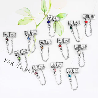 สร้อยข้อมือ 12 เดือน Birthstone ออกแบบอิตาลี ห่วงโซ่สายเหล็กไทเทเนียม ปรับแต่งได้ตามใจชอบ