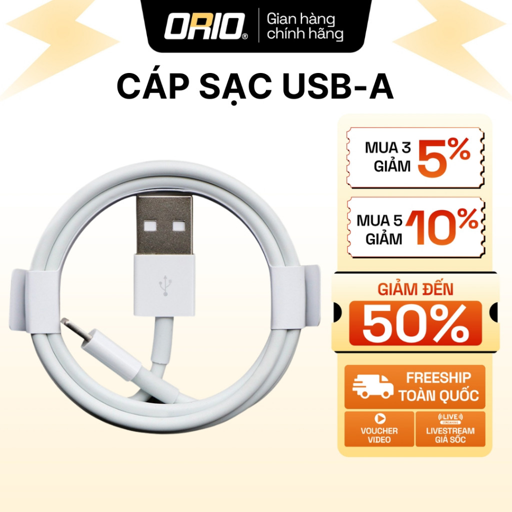 ORIO 10W USB ถึง LN สายชาร์จสําหรับโทรศัพท์อุปกรณ์เสริมชุดหูฟังบลูทูธแบตเตอรี่สํารอง - DC01