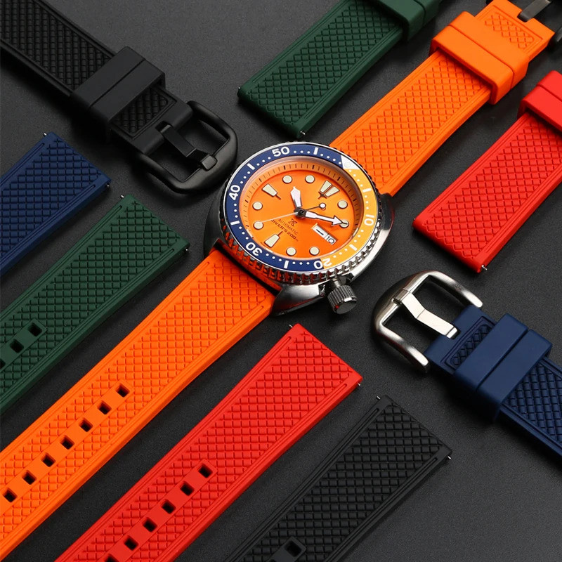 พรีเมี่ยมเกรด Fluororubber สายนาฬิกา 20 มม.22 มม.สําหรับ seiko SRP777J1 ใหม่นาฬิกาดําน้ําสร้อยข้อมือ