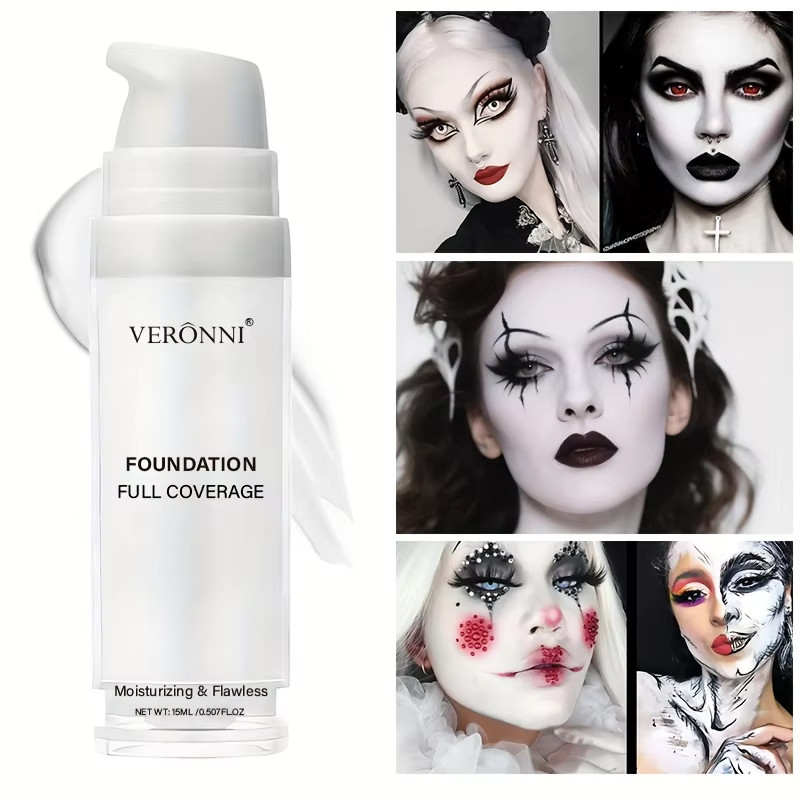 VERONNI Pure White Liquid Foundation สําหรับคอสเพลย์เวทีแต่งหน้าคอนซีลเลอร์ติดทนนาน Mixable Pure Whi