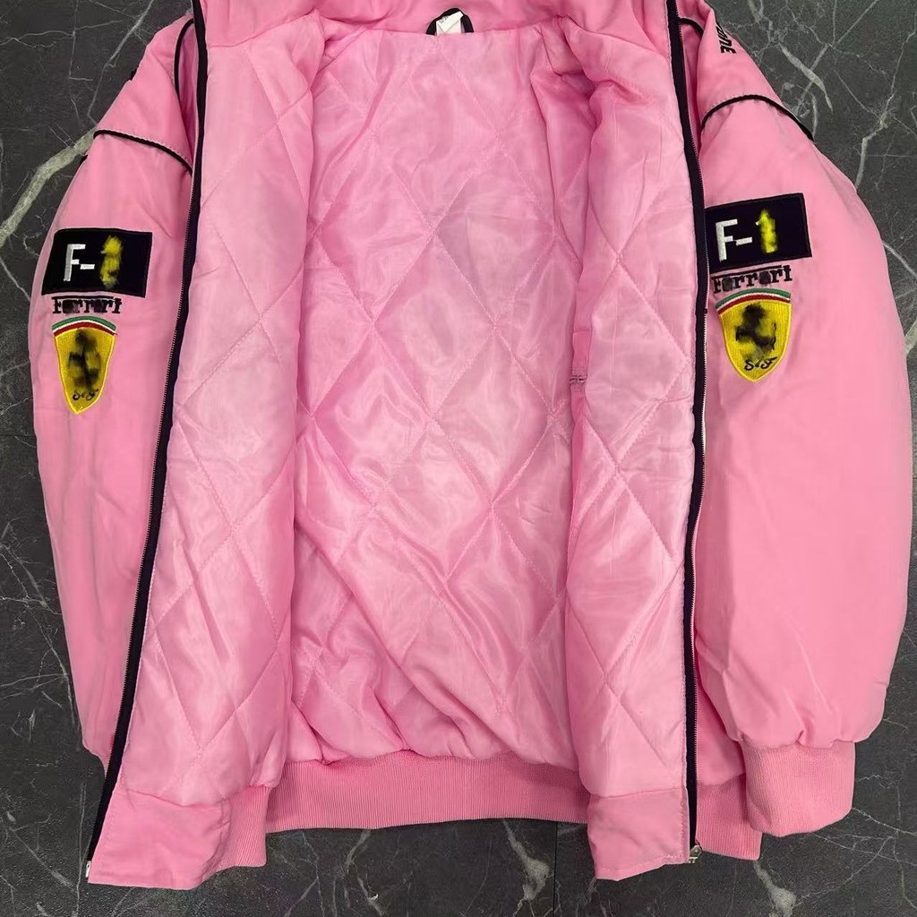 แจ็คเก็ตเรโทรสำหรับขับมอเตอร์ไซค์แขนยาว แบบVintage ผ้าฝ้าย ปี2025 สีดำ สีแดง และสีชมพู - รูปที่ 3