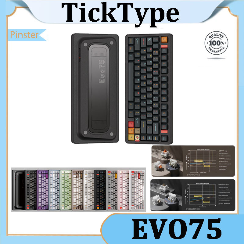 TickType EVO75 คีย์บอร์ดแบบกลไก Big mock examination 2.4G Bluetooth HiFi ที่กําหนดเอง RGB อลูมิเนียม