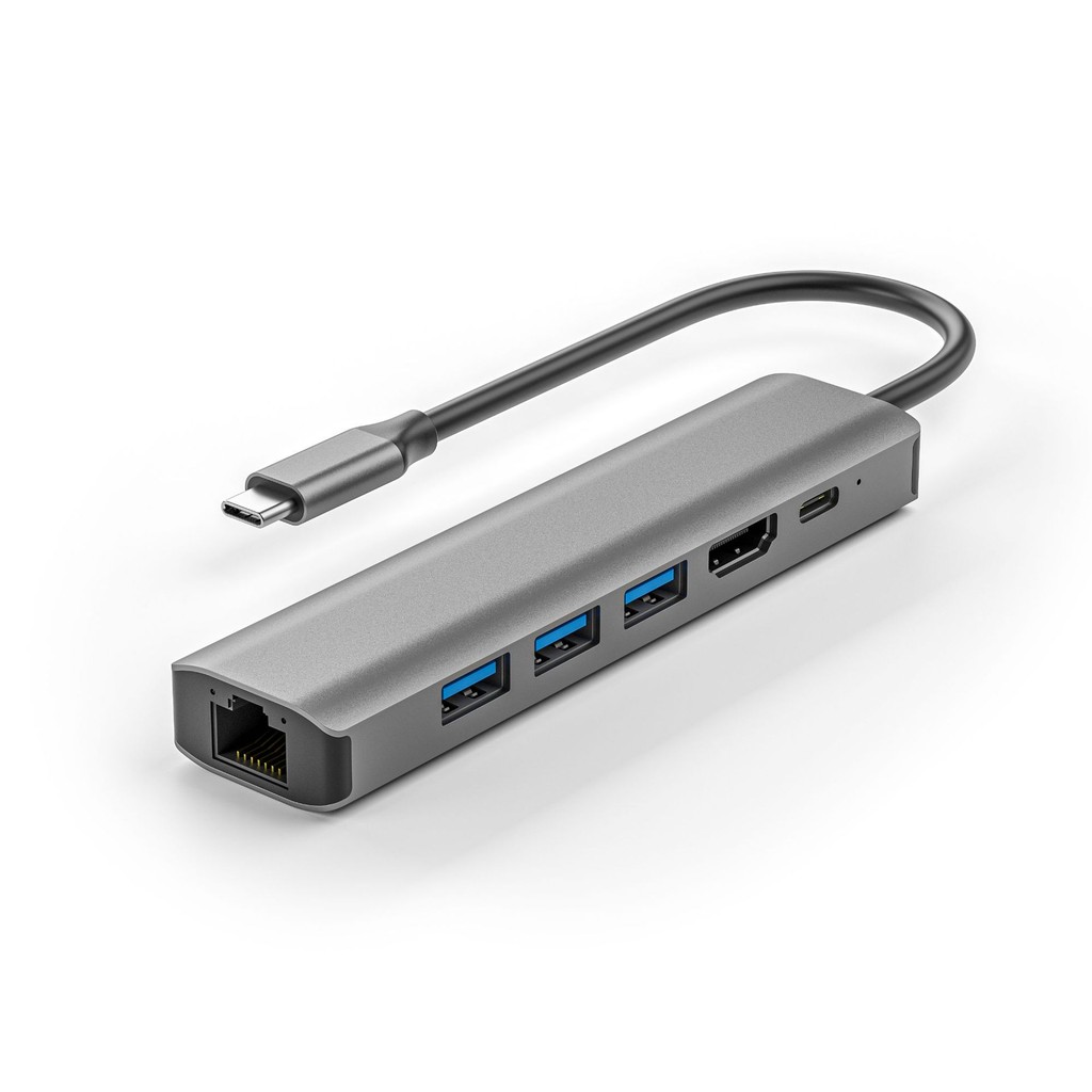 6 in 1 type-c Docking Station การ์ดเครือข่าย Gigabit usb c3.0 hub 6 in 1HDMI4K Notebook Docking Stat
