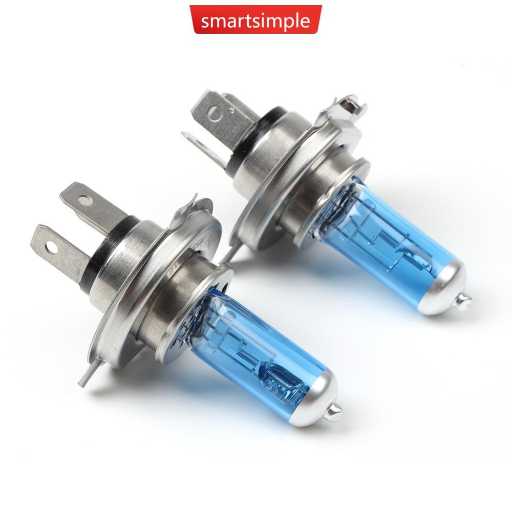 SMARTSIMPLE 2 ชิ้น Super White H4 55W DC12V Bi-Xenon HID High Low Beam ไฟหน้าหลอดไฟ 6000 พันโคมไฟ Su