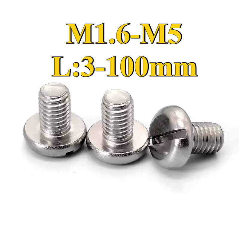 304 สแตนเลสสตีลหัวกลมแบน Slot Bolt M1.6/M2/M2.5/M3/M4/M5 (ML-RM-PH)