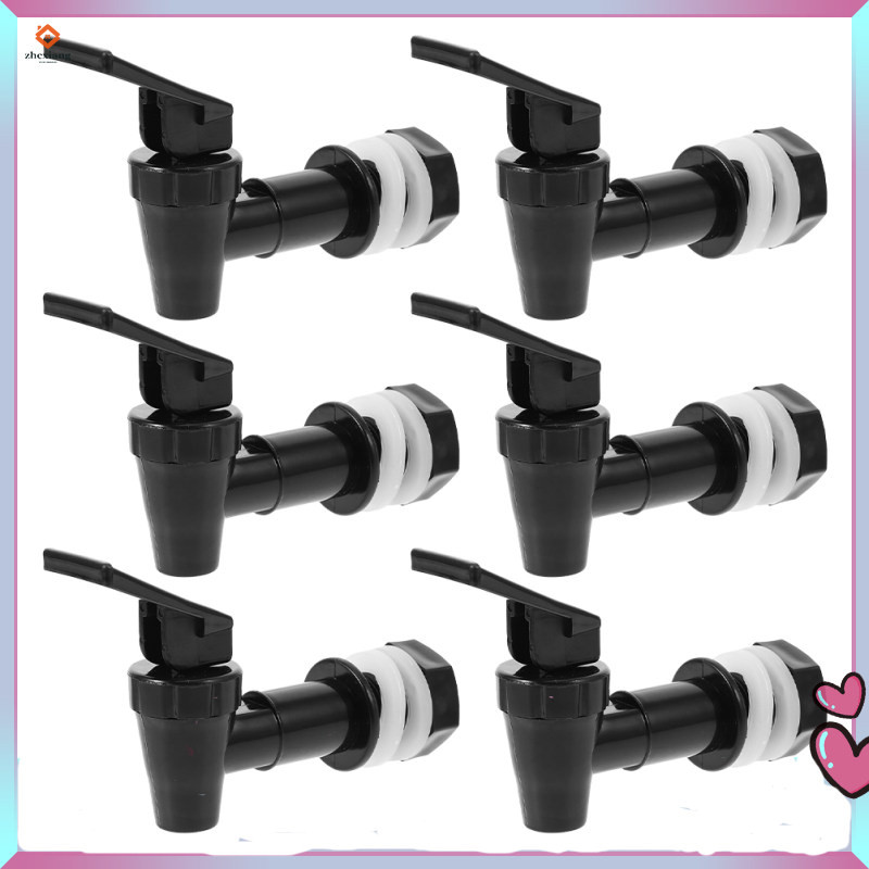 6 Pcs Water Dispenser Faucet Pitcher Drink Beverage Cooler Black