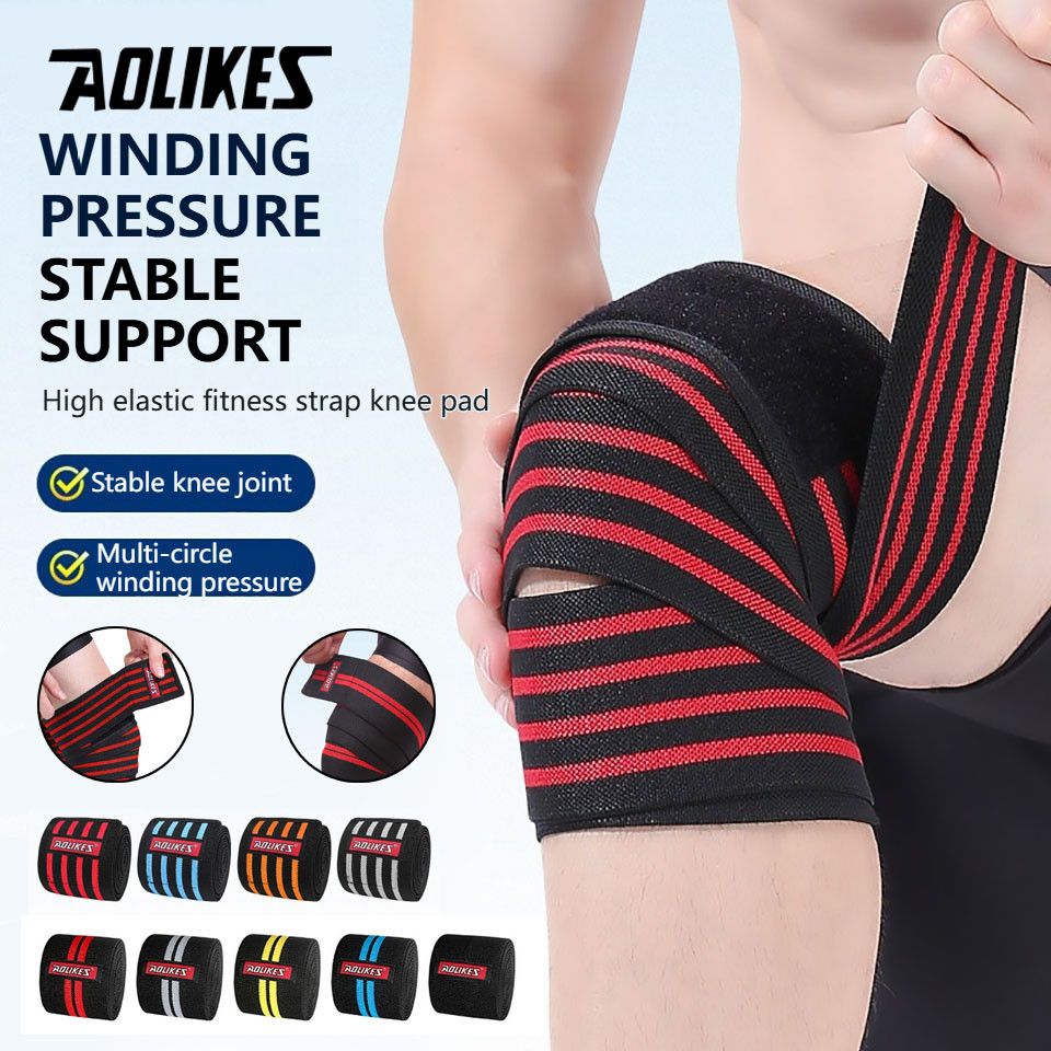 AOLIKES 1PC Kneepad Bandage Compression Braces กีฬาเข่า Wraps สายรัดสําหรับออกกําลังกายยกน้ําหนักฟิต