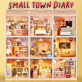 ไดอารี่เมืองเล็ก DIY ทำมือ บ้านจิ๋ว ฉาก โมเดลบ้านซุปเปอร์เวิลด์ ประกอบ บล็อกของเล่น