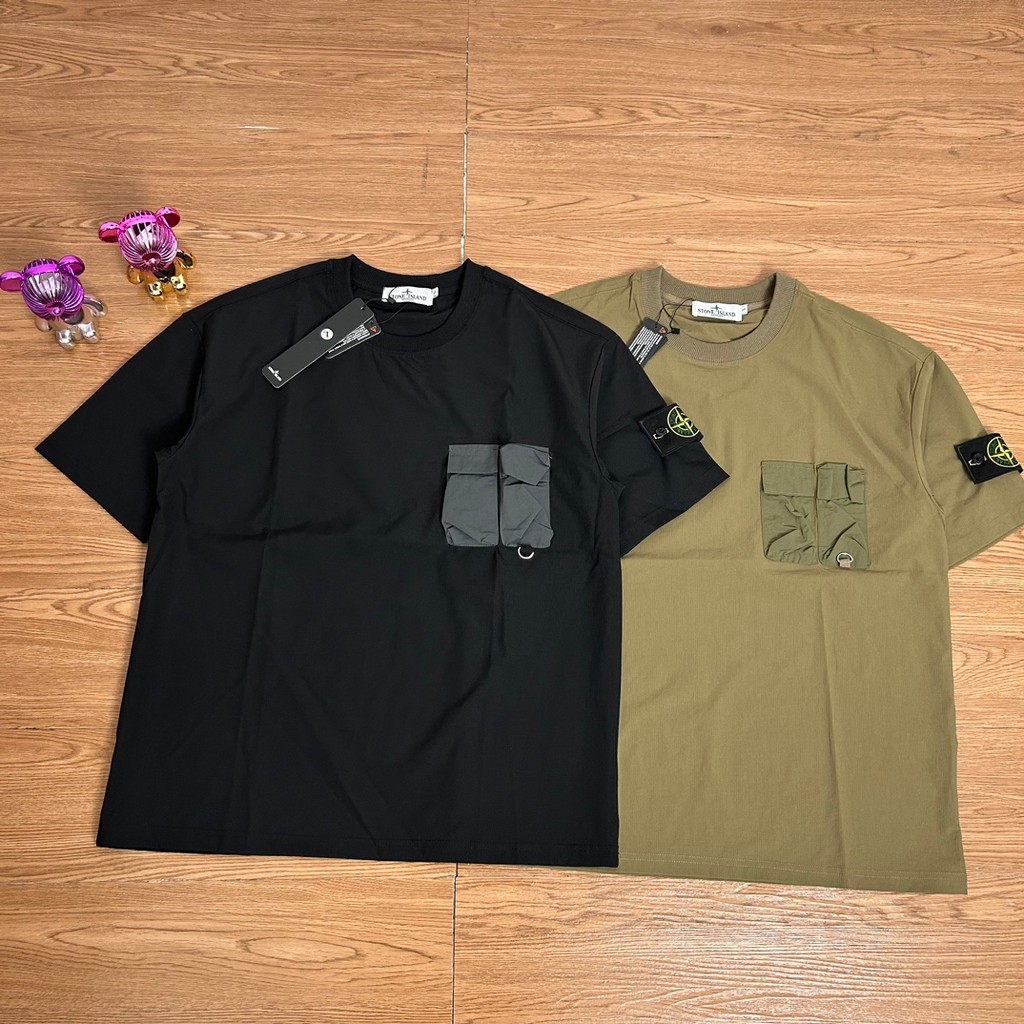 ST0NE lSL@ND Men Soft Cotton Casual Oversize T-Shirt pocket T Shirt