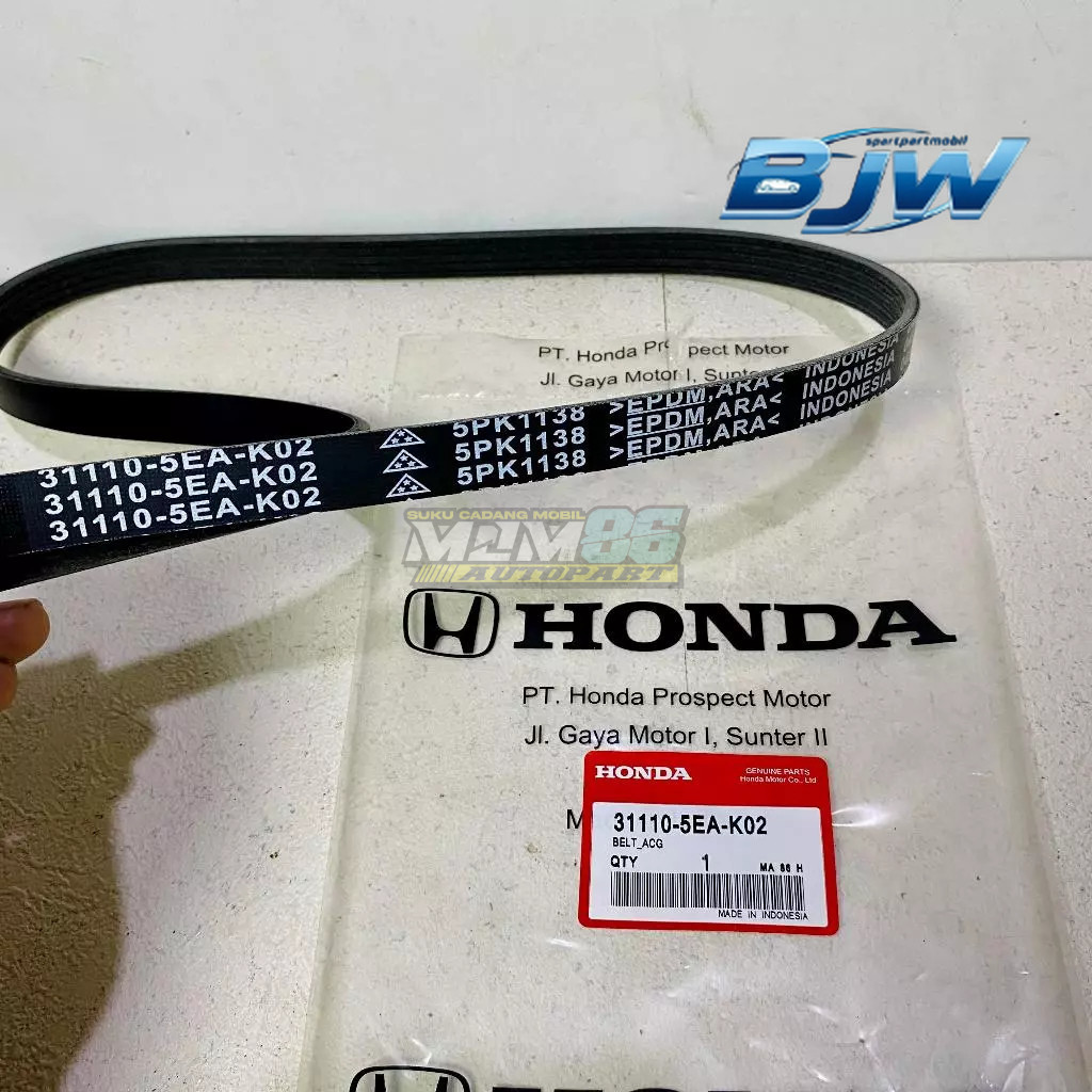 ไดชาร์จ FANBELT BELT V BELT DRIVE MOBILIO BRV GEN 1 DG1 HONDA 31110-5EA-K02 5PK1138 FAN ALTERNATOR P