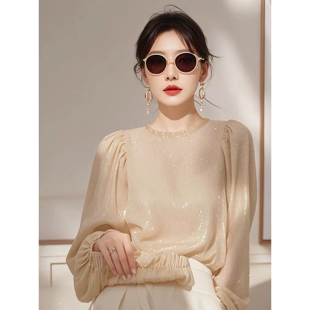 สวยสวยเสื้อเชิ้ตขนาดเล็กฝรั่งเศสเสื้อด้านบนแอปริคอทซอกเสื้อผู้หญิง PCC9