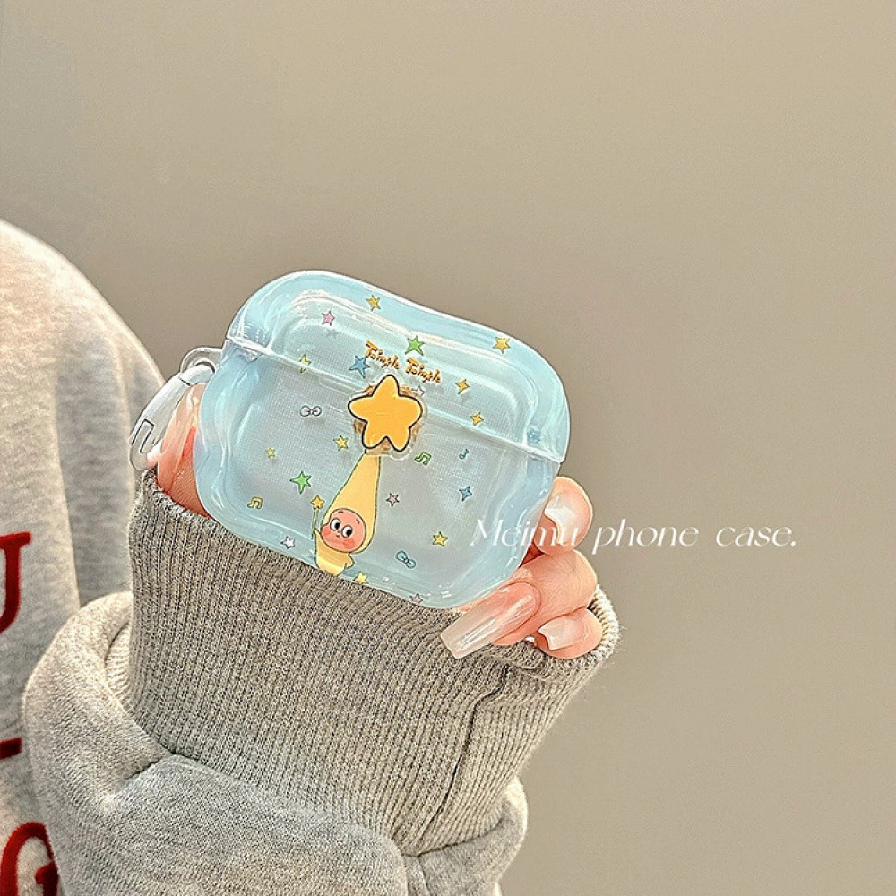 น่ารักการ์ตูน Graffiti Star Twinkle Wavy Edge หูฟังพร้อมแหวนสําหรับ Airpods 1 2 3 4 Pro 2 Soft TPU หูฟังไร้สายบลูทูธชุดหูฟัง Anti Drop ฝาครอบป้องกัน – โปรปัง