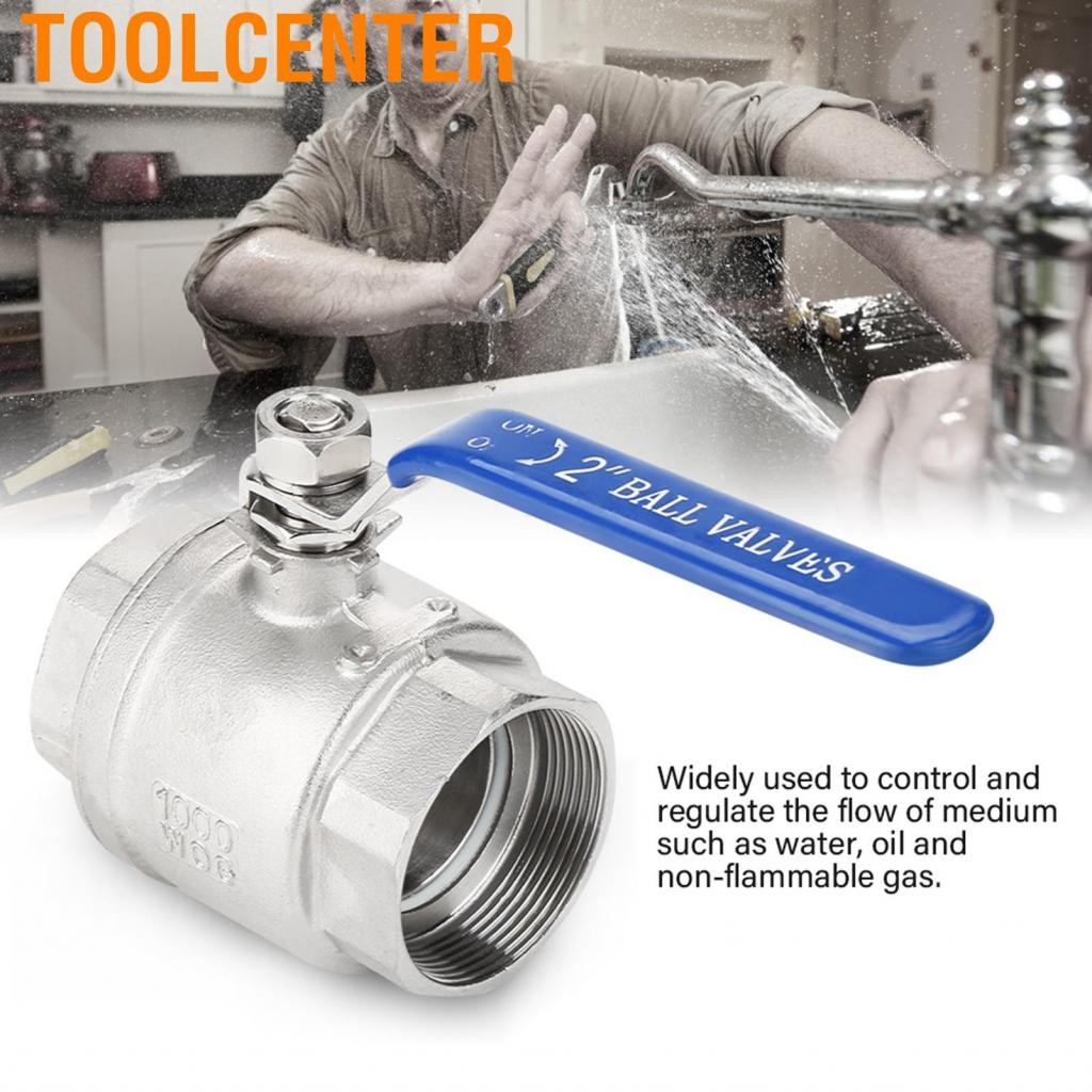 ToolCenter Tool Center-th สองชิ้น DN50 คันโยกแมนนวลวาล์วบอลบอลพอร์ตเต็มพอร์ตสำหรับน้ำมันน้ำก๊าซที่ไม