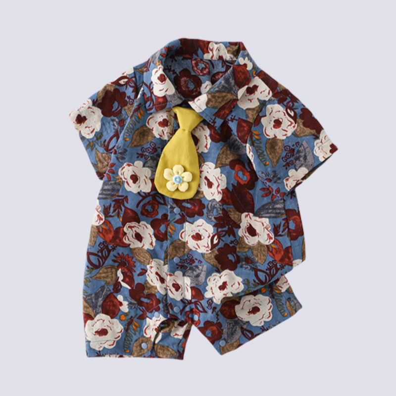 ชุดรอมเปอร์แขนสั้นสำหรับเด็กชายและหญิง อายุ 0-24 เดือน จากผ้าฝ้ายแท้ ระบายอากาศได้ดี มีพิมพ์ลายดอกไม้น่ารัก - รูปที่ 4