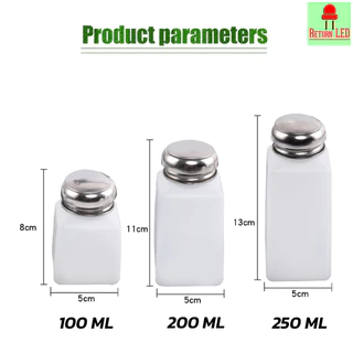 ขวดปั๊มของเหลว PE ฝาเหล็ก 100 – 200 – 250 ml | ขวดใส่สบู่เหลว แชมพู แอลกอฮอล์ ทินเนอร์ ReturnLED