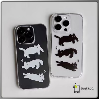 คู่รักการ์ตูนรักแมวสีดำขาวนุ่ม เคสiPhone15 13 11 16 12 14 ProMax XR XS Max16 15 14 8 7Plusน่ารักและขายดีในเว็บไซต์เกาหลี