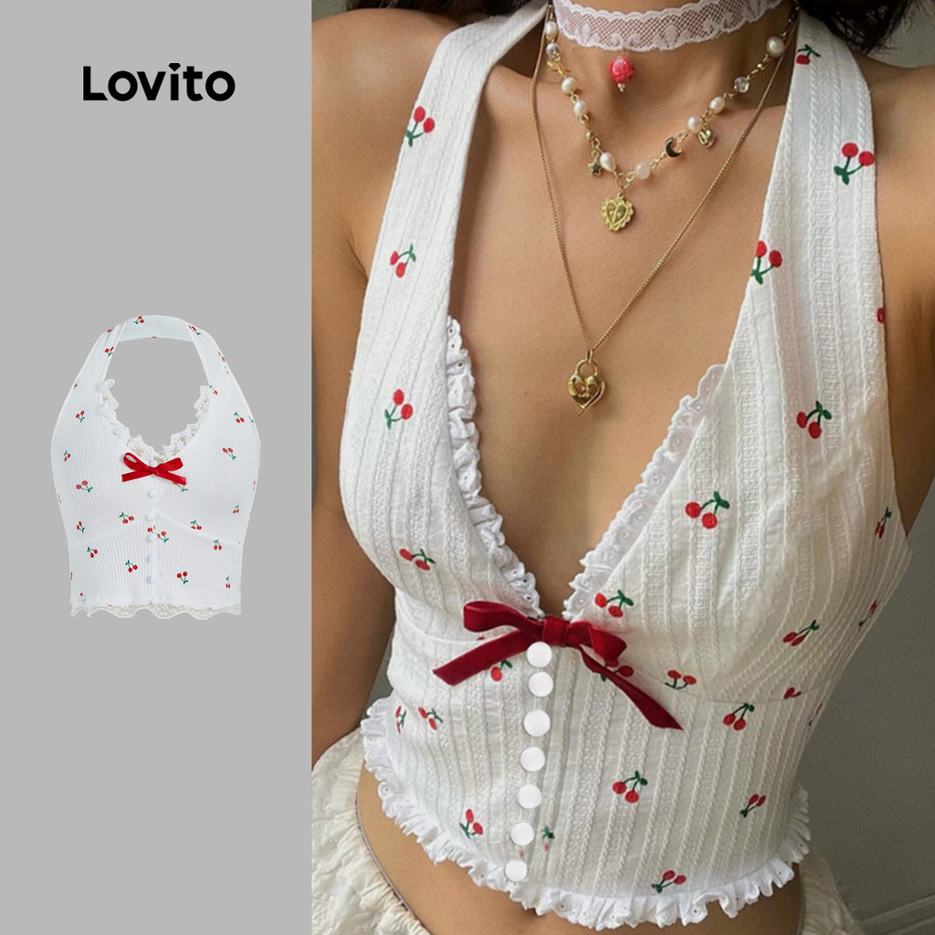 Lovito เสื้อกล้ามเซ็กซี่ ลายเดซี่เสื้อกล้ามลายดอกไม้สําหรับผู้หญิง LNE70697