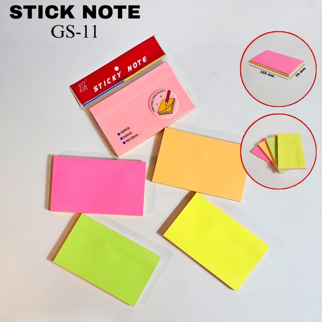 MJ Stick Note 3x5/100 5 สี Rainbow/Sticky Note/Notes Stick