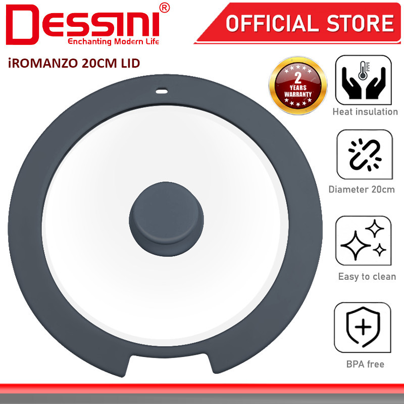 DESSINI อิตาลี SGL-18 18 ซม.SGL-20 20 ซม.SGL-26 26 ซม.ซิลิโคนกระจกนิรภัยฝาปิดหม้อกระทะทอด Penutup Peripuk