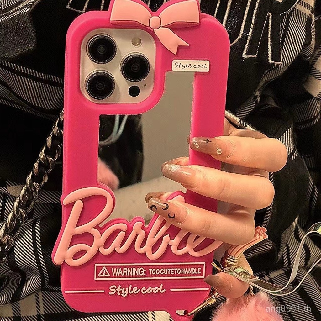 Dopamine Barbie Makeup Mirror iphone15 เคสโทรศัพท์ iphone14 น่ารัก 13/12 หญิง 7p/8p Soft xs/xr