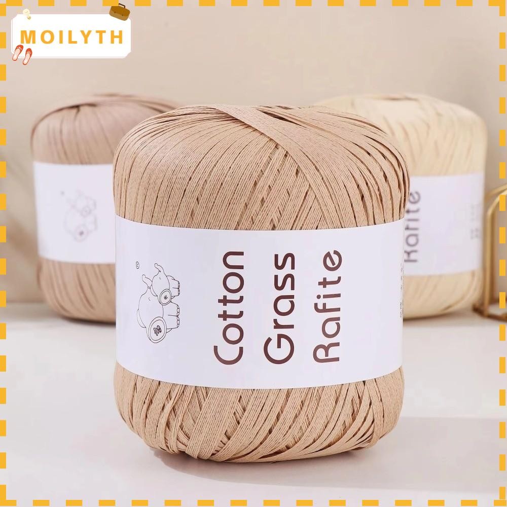 MOILYTH เส้นด้าย Rafia, เส้นด้ายฟาง Raffia หลากสีถักด้วยมือ, ถักเชือกห่อของขวัญ DIY