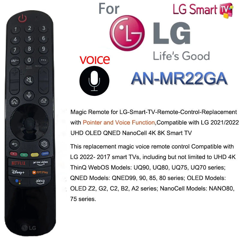 Usednew พร้อมคําสั่งเสียง/เมาส์ Magic Remote ใช้สําหรับ LG Smart TV Remote 4K UHD MR22GA AKB76039905