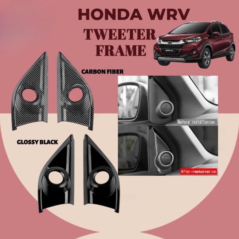 Honda Wrv RS 2022-2025 ฝาครอบลําโพงทวีตเตอร์เคลือบเงาสีดําคาร์บอน Trim