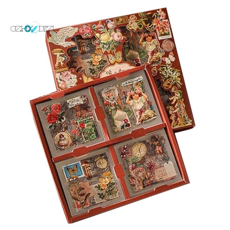 Gzhxdiizi100 แผ่น Vintage Butterfly Plant ดอกไม้สมุดภาพสติกเกอร์สําหรับ Junk Journal Supplies