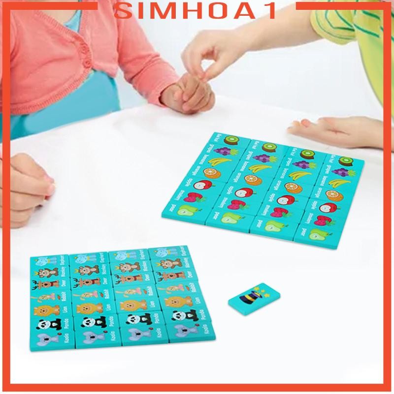 [Simhoa1] 36 ชิ้น Montessori Dominos ของเล่นทักษะความรู้ความเข้าใจไม้ Dominos ปริศนาปฏิบัติ