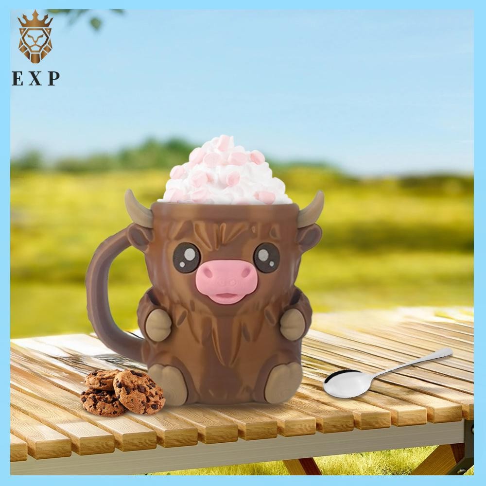 [explosion1.th] Highland Cow Ice Pint Holder with Antifreeze Handle ไอศกรีมน่ารัก Pint ภาชนะไอติมแบบ