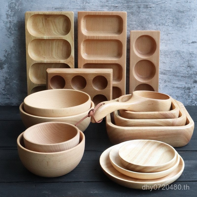 T ถาดแผ่นจานขนาดเล็กเมล็ดทานตะวันแผ่น Beech Props จานชามแผ่น Log Tableware ไม้เนื้อแข็งผลไม้แห้งเครื