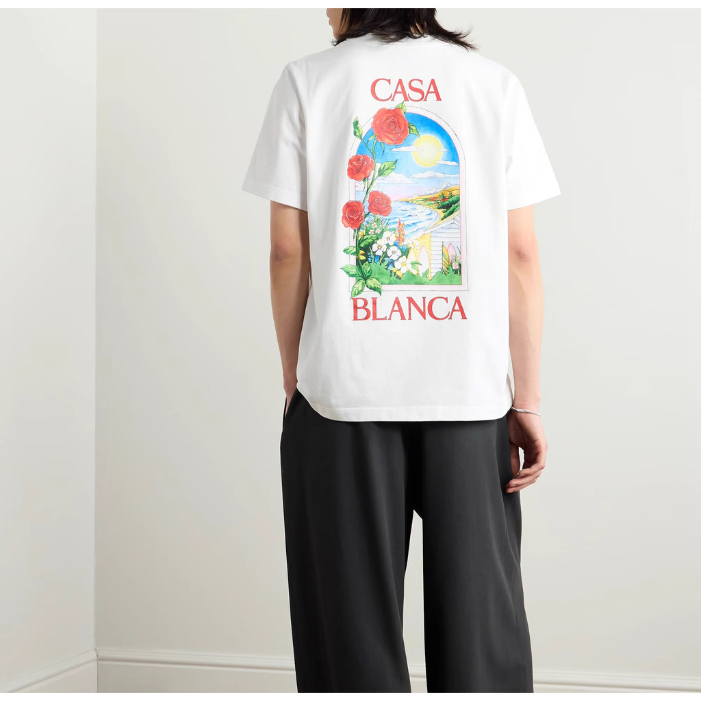 Casablanca Street Wear เสื้อยืดแขนสั้นสไตล์ฮิปฮอป สำหรับทั้งชายและหญิง เทรนด์แฟชันล่าสุด