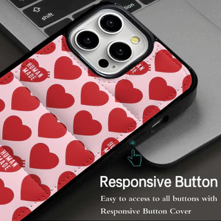 Simple การ์ตูน Hearts HUMAM MADE ป้ายลงเสื้อแจ็คเก็ต Hard Shell เคสโทรศัพท์เหมาะสําหรับ IPhone17 17AIR 16 16P 16PM Plus 16E 15 15P 15PM 14 14P 13P 13PM 12PM 11PX XR