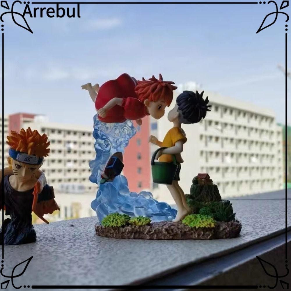 ARREBUL Ponyo บนรูปหน้าผา,คอลเลกชัน PVC Ponyo Sousky Seagal รูป,แฟชั่นเด็กน่ารักตุ๊กตา Ponyo และ Sos