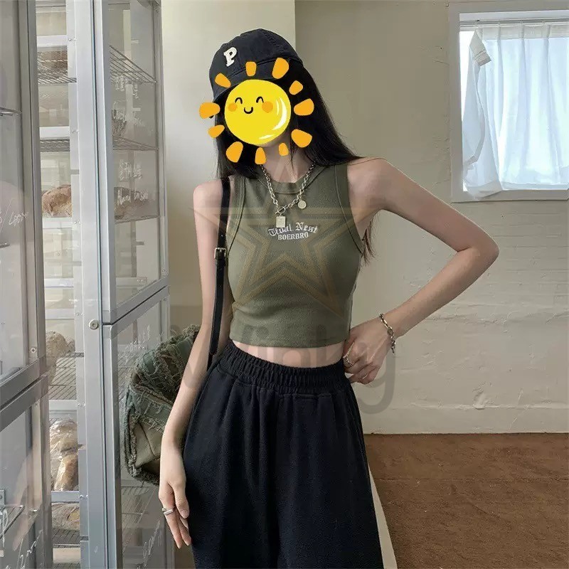 เสื้อกล้ามครอปผู้หญิง ผ้ายืดนุ่ม ใส่สบาย ทรงพอดีตัว สายแฟต้องมี