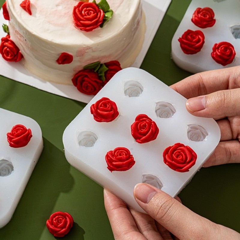 3D Rose แม่พิมพ์ซิลิโคนช็อกโกแลตเค้ก F Ondant เบเกอรี่เครื่องมือ - รูปที่ 4