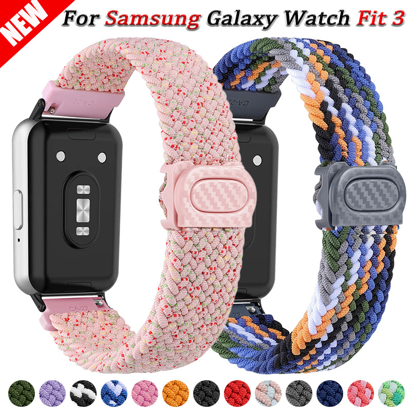 สายรัดห่วงไนลอนสําหรับ Samsung Galaxy Watch Fit 3 รูปแบบคาร์บอนไฟเบอร์หัวเข็มขัดอุปกรณ์เสริมสําหรับ Galaxy Fit 3 Breathable เปลี่ยน Band
